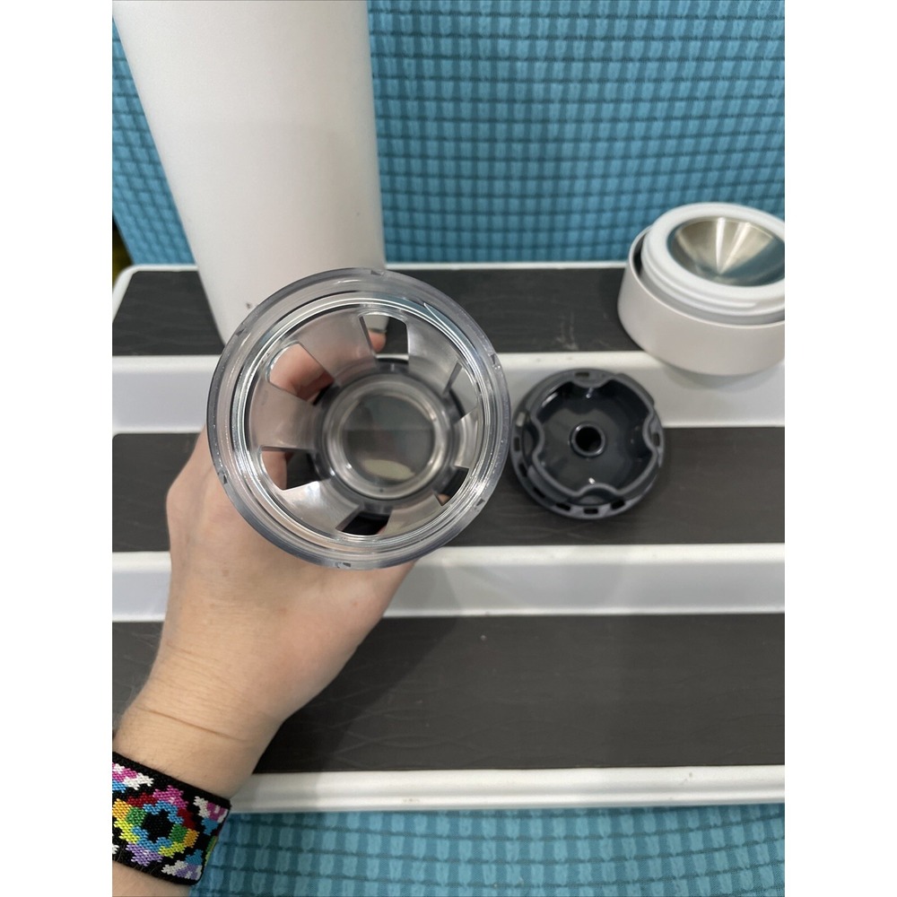FireBelly Tea Infuser Tumbler In White Stop Infusion Travel Mug Tea Press - Picture 9 of 9